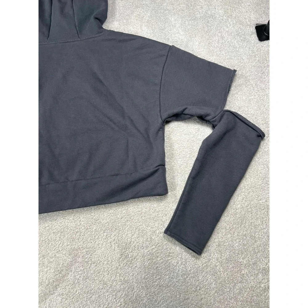 Alo Yoga Cutout Cropped Hoodie XS/S Anthracite Grey Elbow Detail Yoga Wear Gym